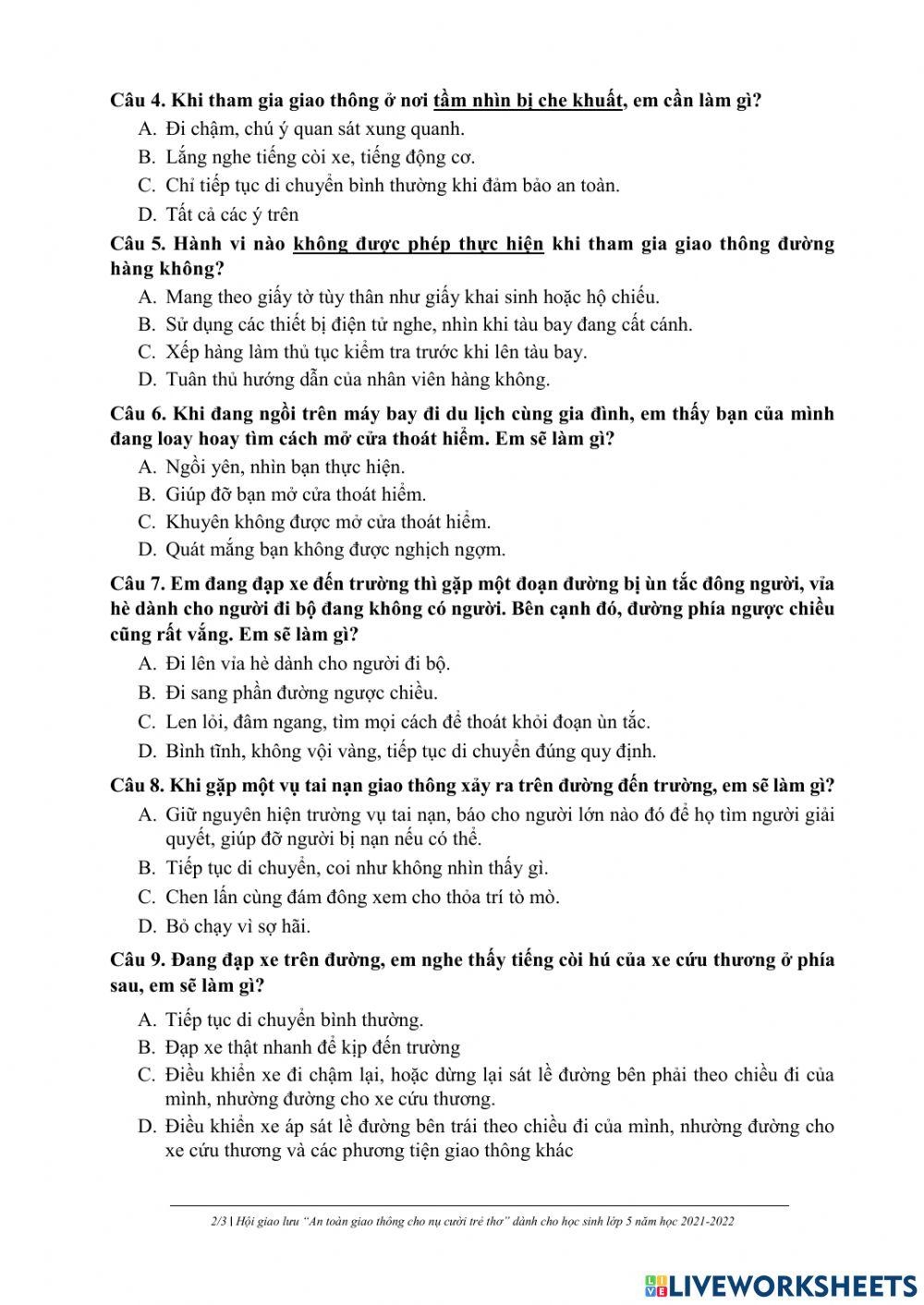 Giao lưu tìm hiểu An toàn giao thông