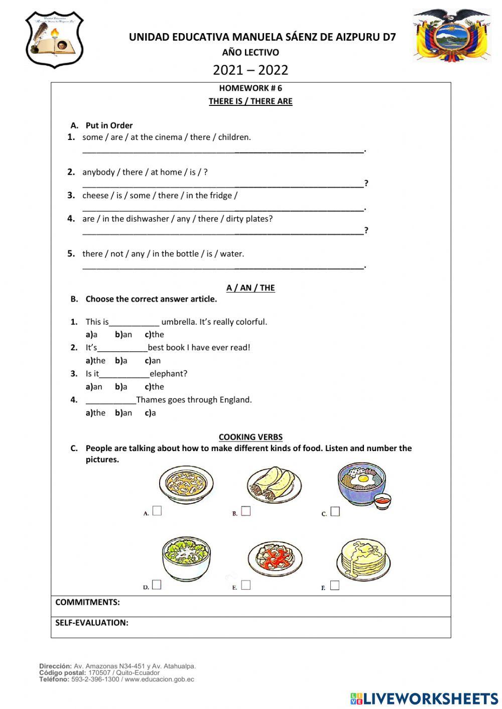 Ejercicios Online-There is - There are-10th EGB