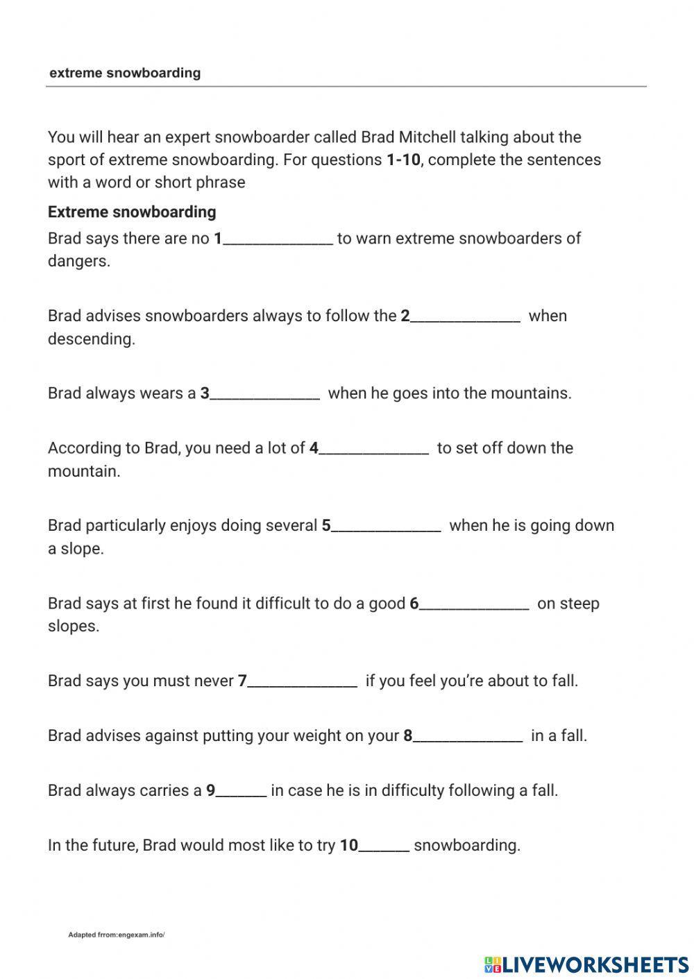 Extreme snowboarding