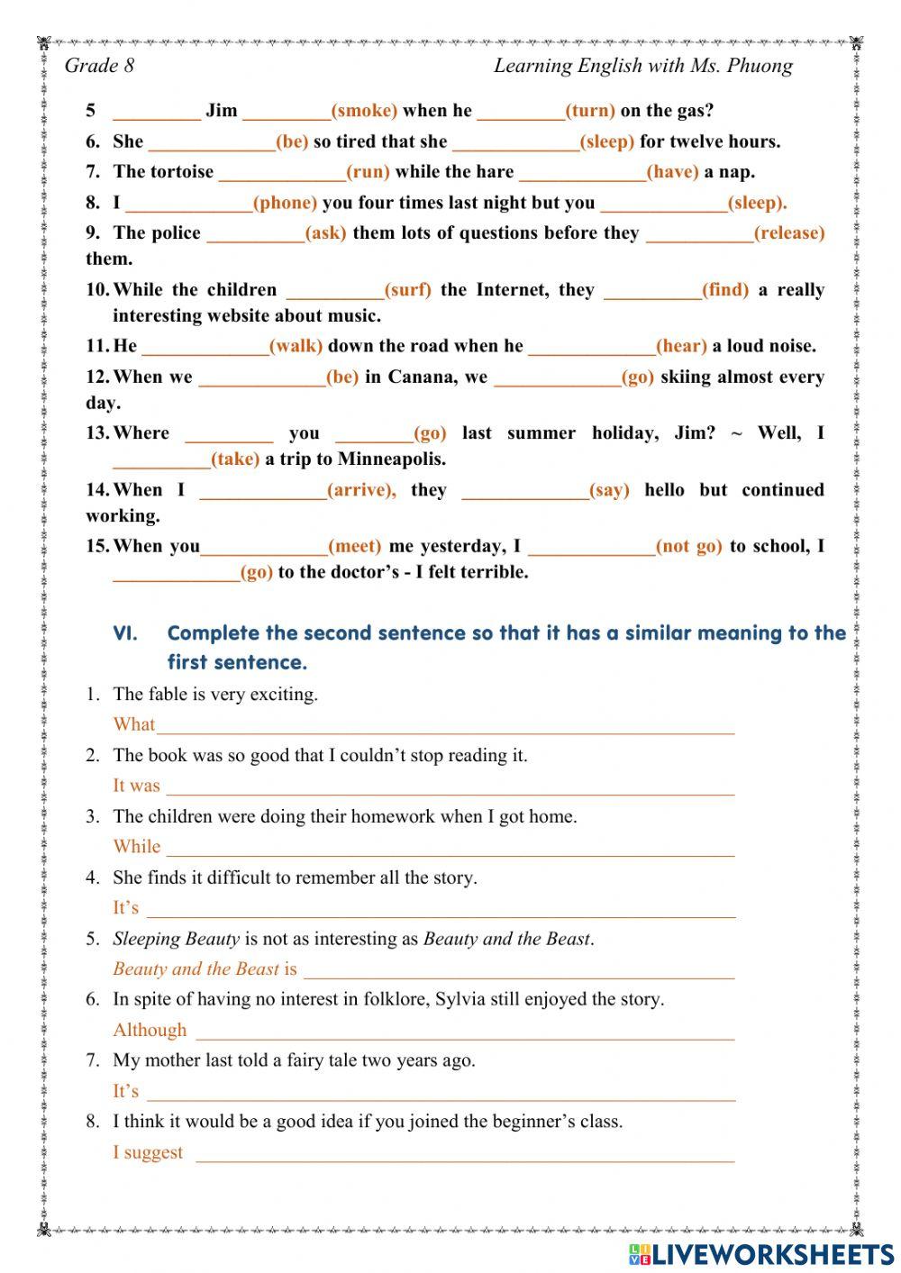 English 8 - Unit 6 - Grammar