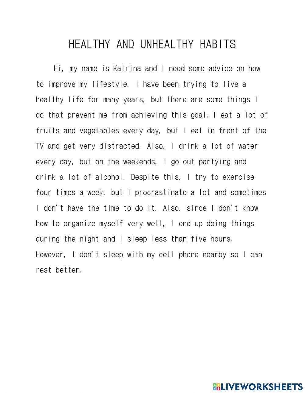 Healthy and Unhealthy Habits