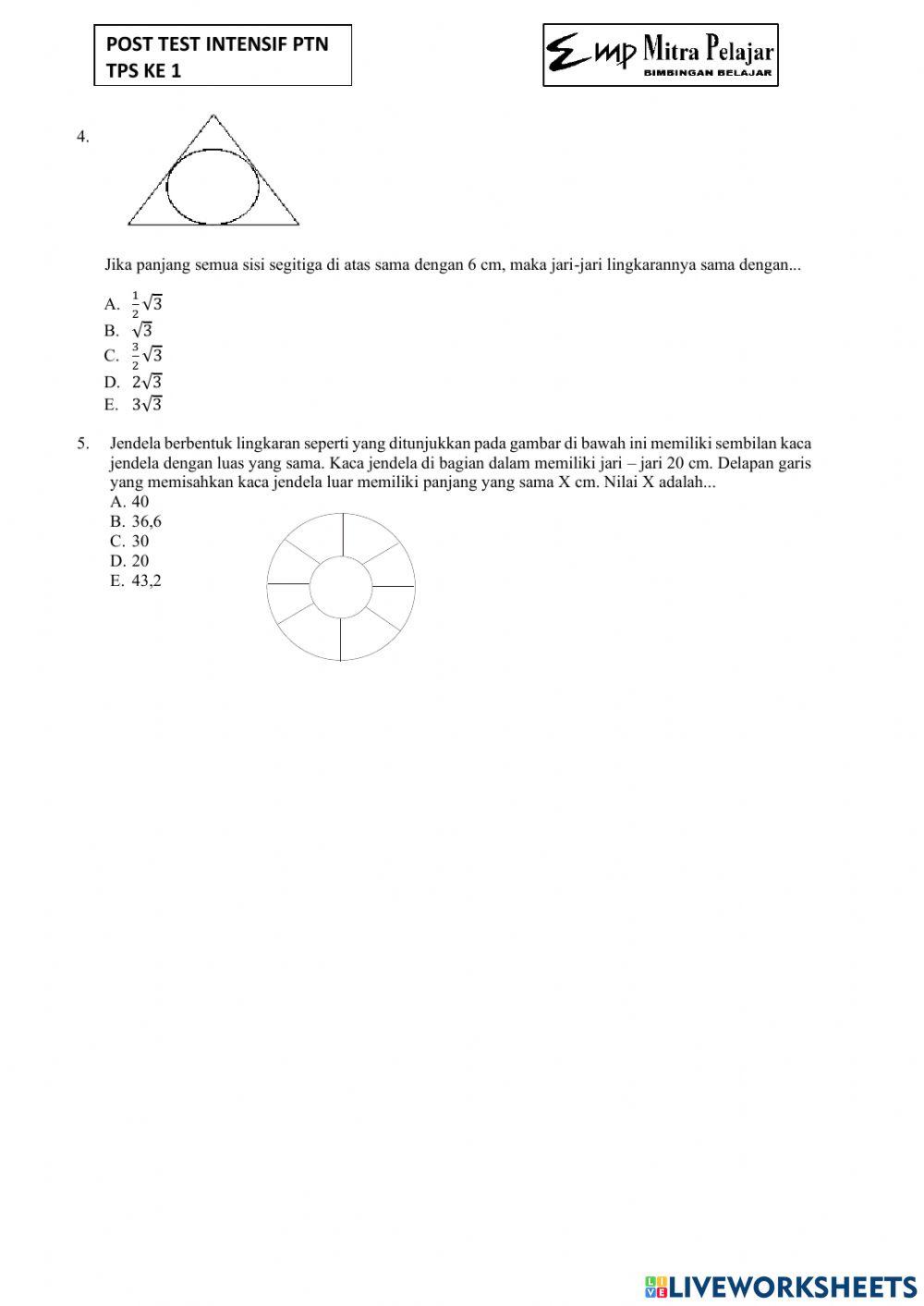 Post test tps 1 intensif sbmptn