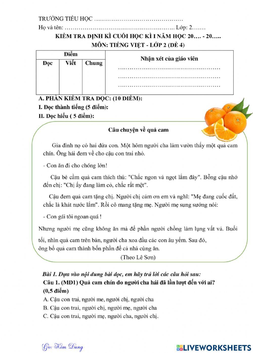 Ôn cuối kì 1