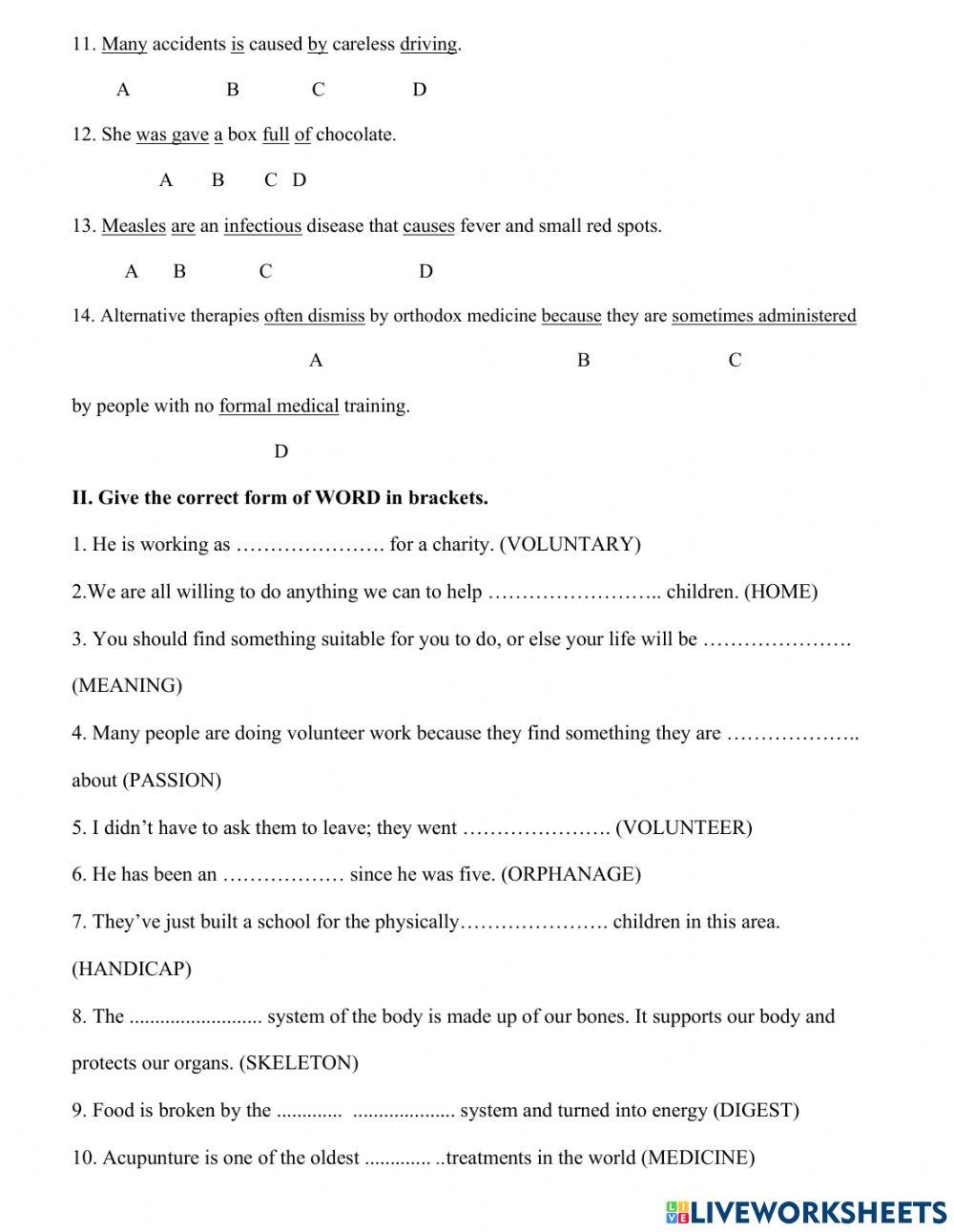 Verb form & word form