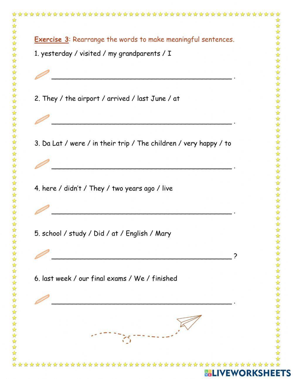 Simple Past Tense (Regular verbs) (cont.)