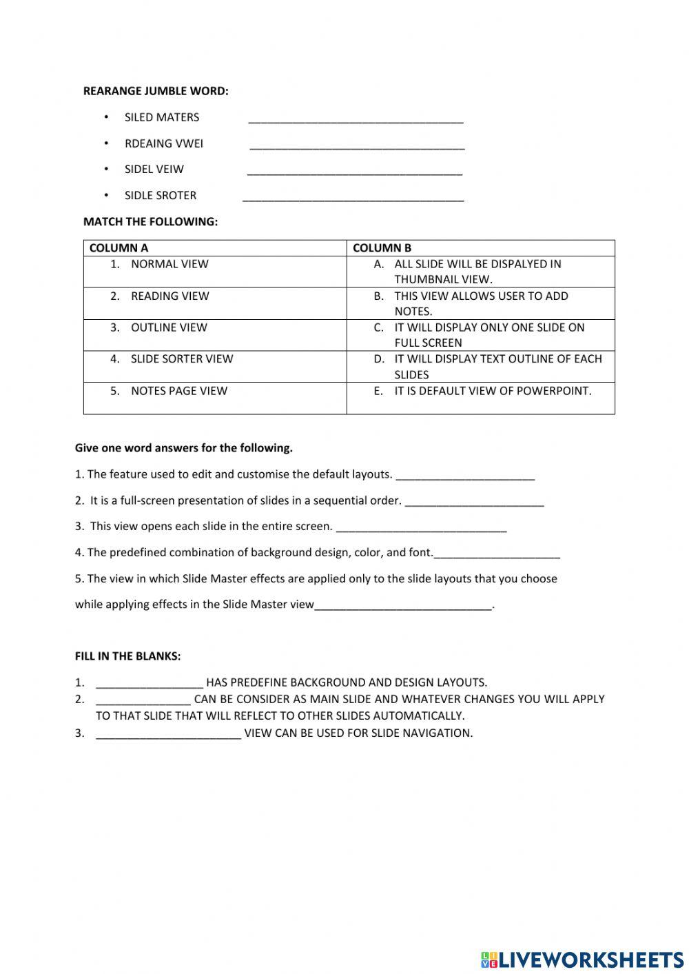 More on powerpoint online exercise for live worksheets