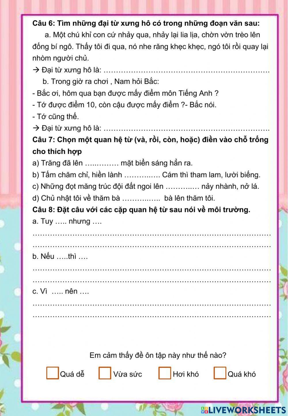 Tiếng Việt 5 - Ôn tập cuối kì 1