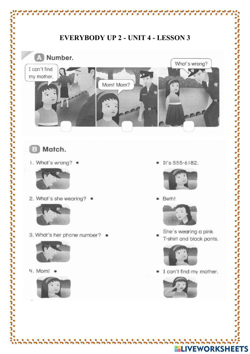 Everybody up 2 - unit 4 - lesson 3 online exercise for | Live Worksheets