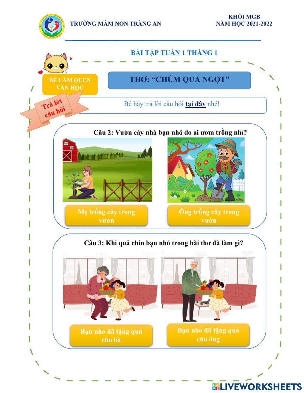 Bài thơ chùm quả ngọt