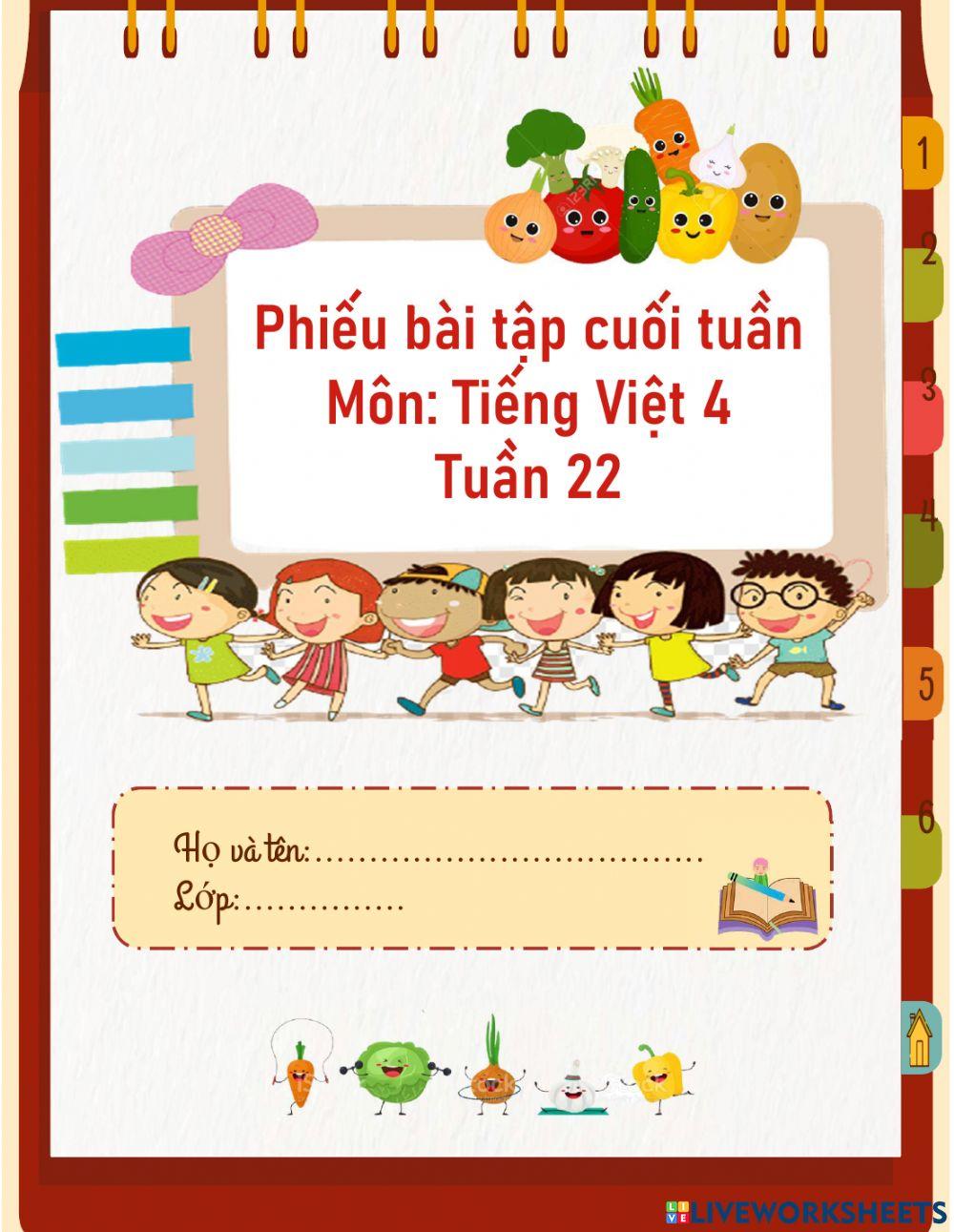 Phiếu bài tập Tiếng Việt 4 Tuần 22