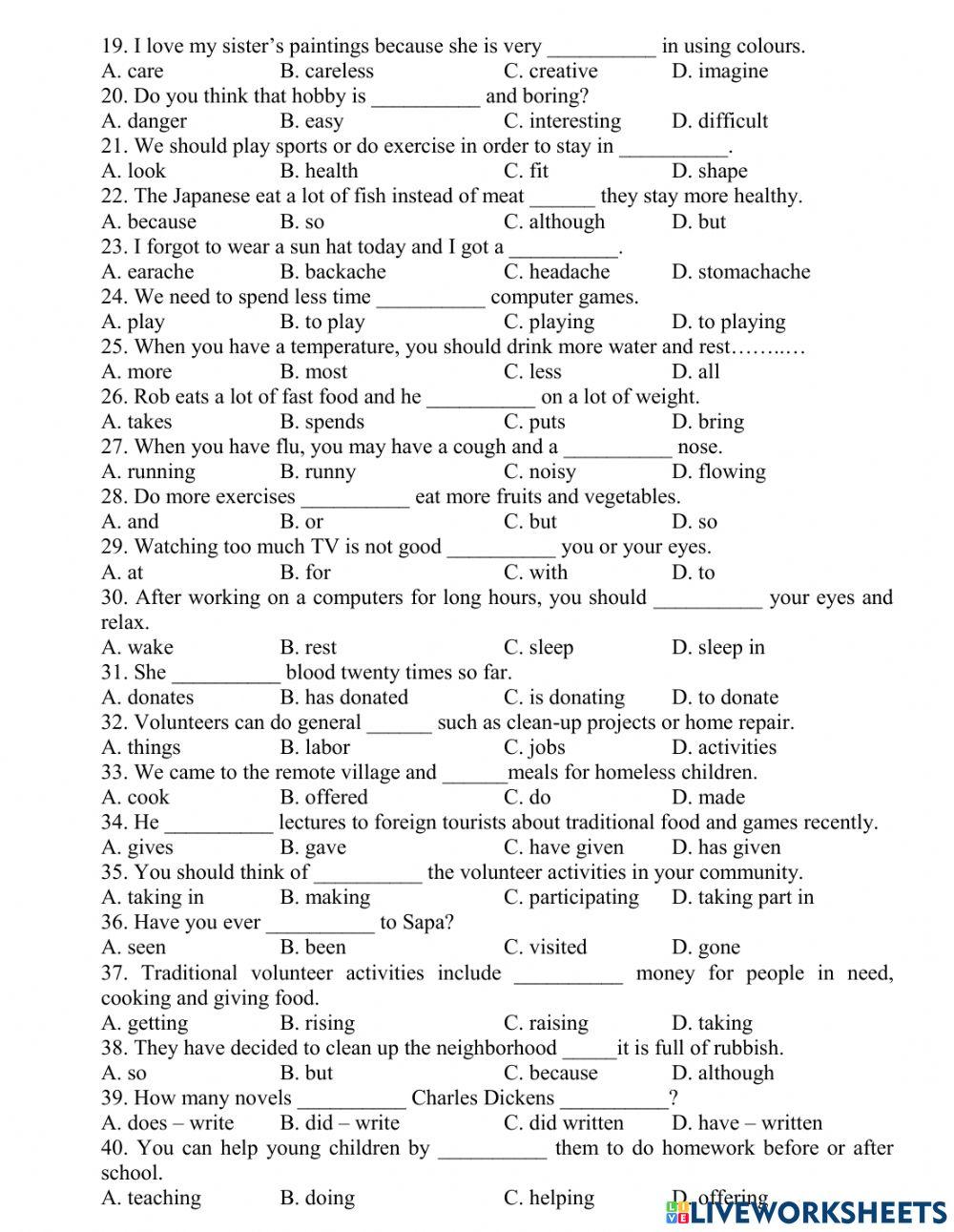 Review 1st Term test 1- Grade 7