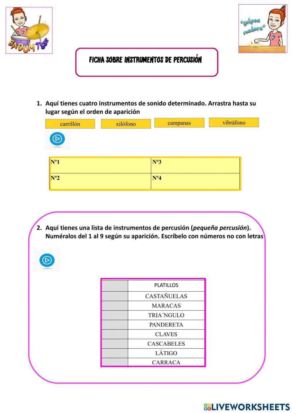 Ficha auditiva de percusión