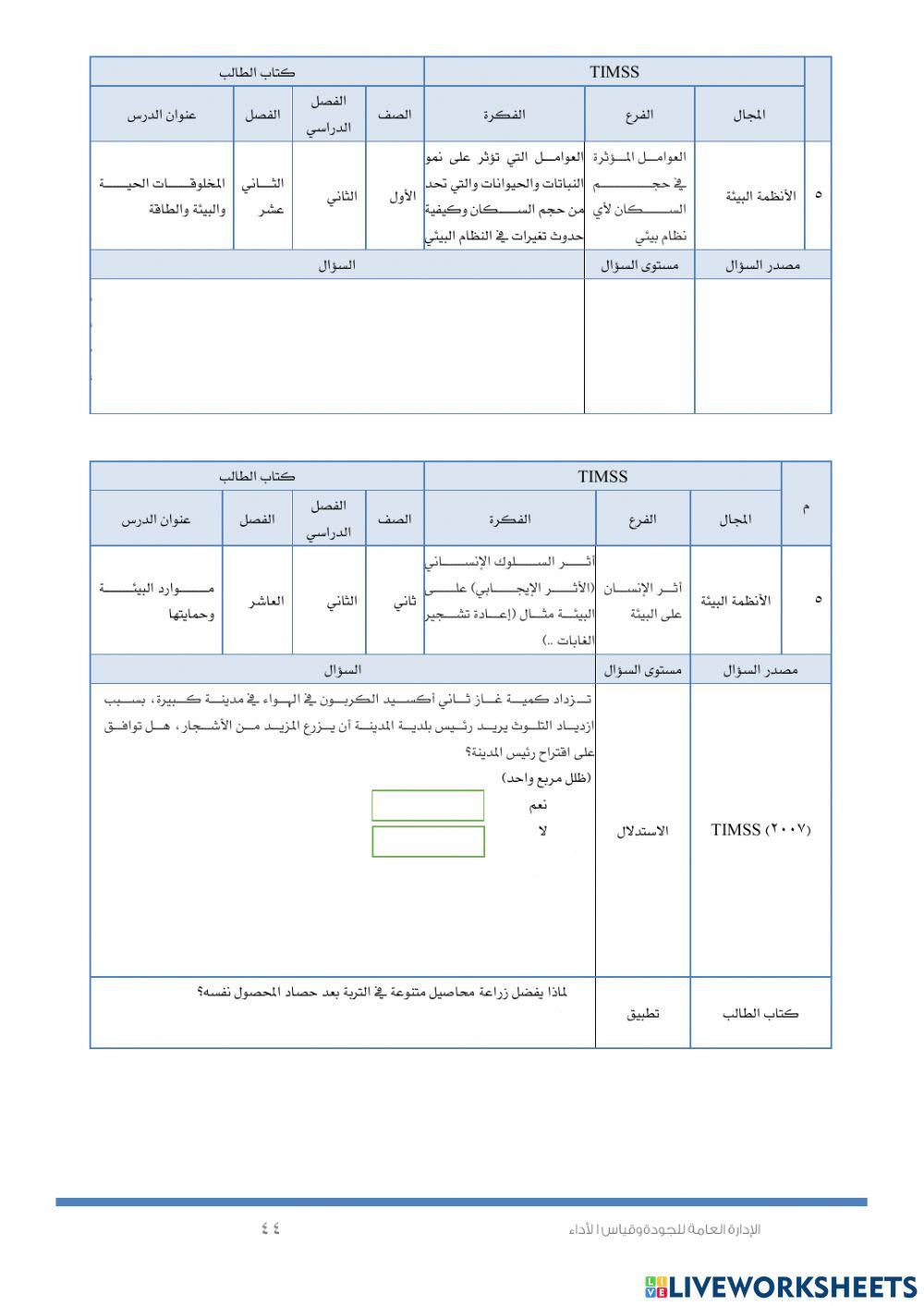 ألأنظمة البيئية (timss)