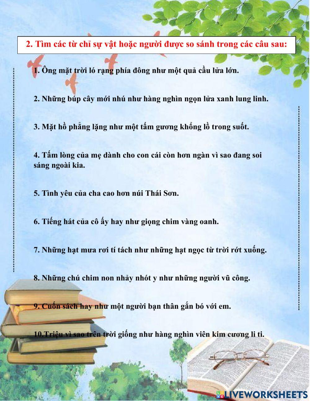 Ôn tập so sánh, đặt câu