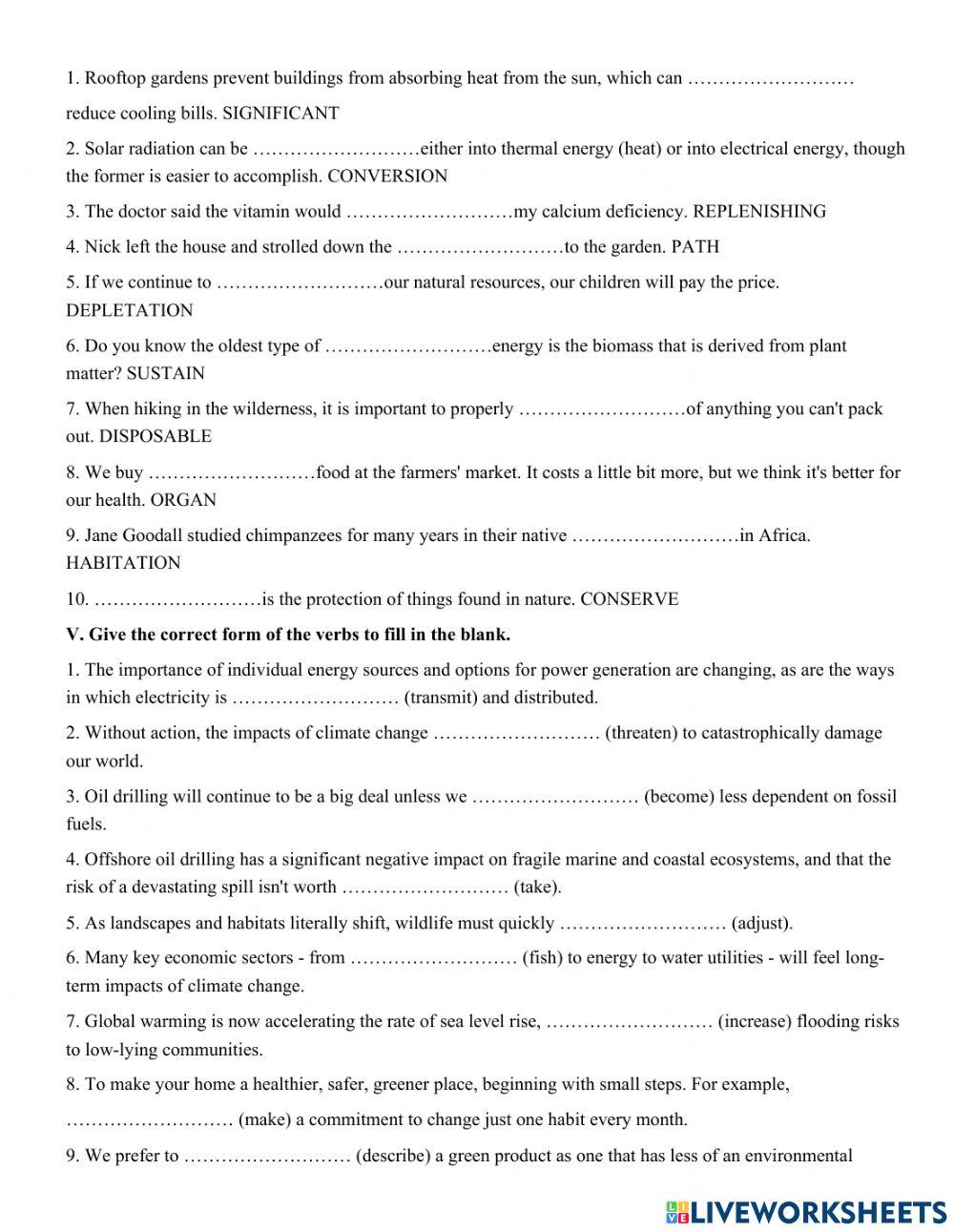 Unit 3. THE GREEN MOVEMENT  PART 1: VOCABULARY AND PHONETICS