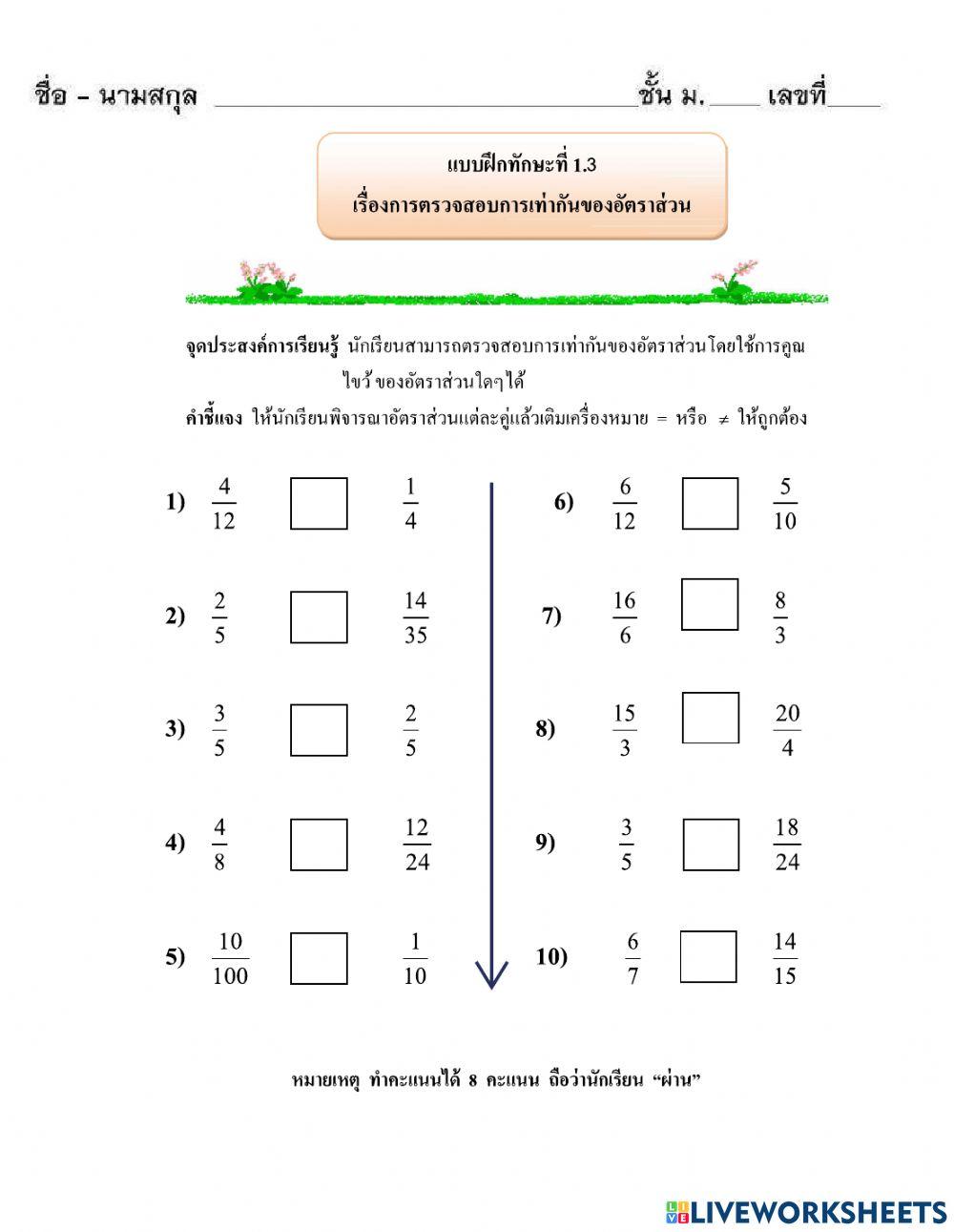 การเท่ากันของอัตราส่วน
