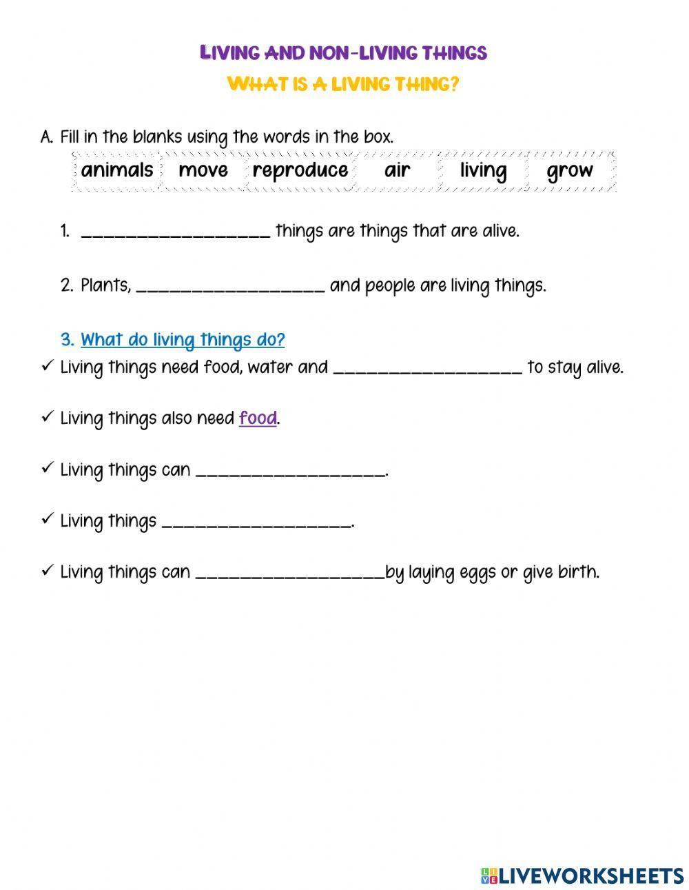 Living things (Recap)