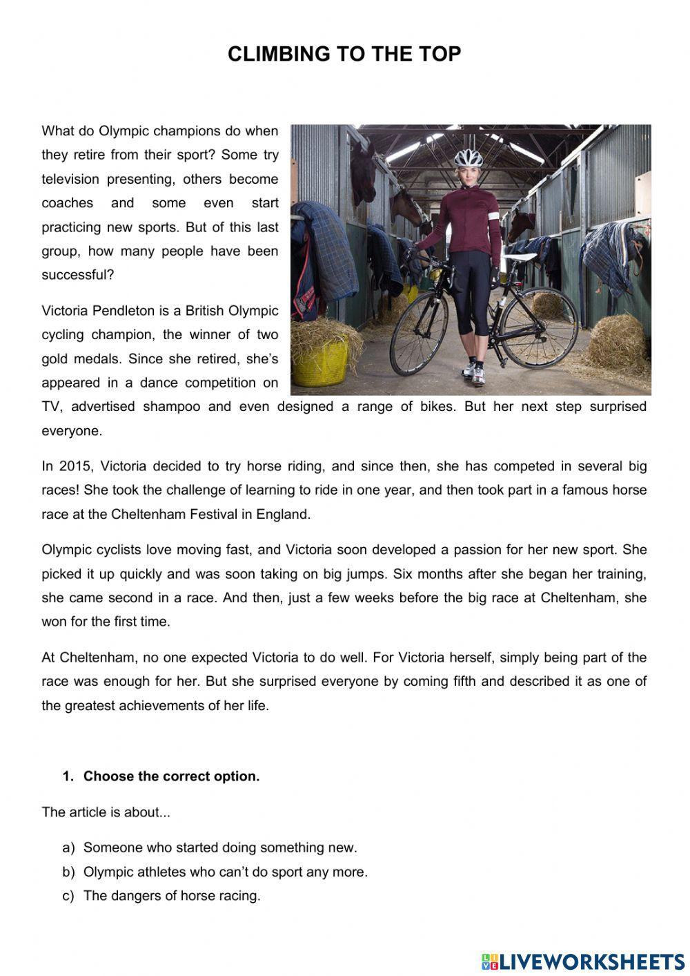 Reading. Climbing to the top