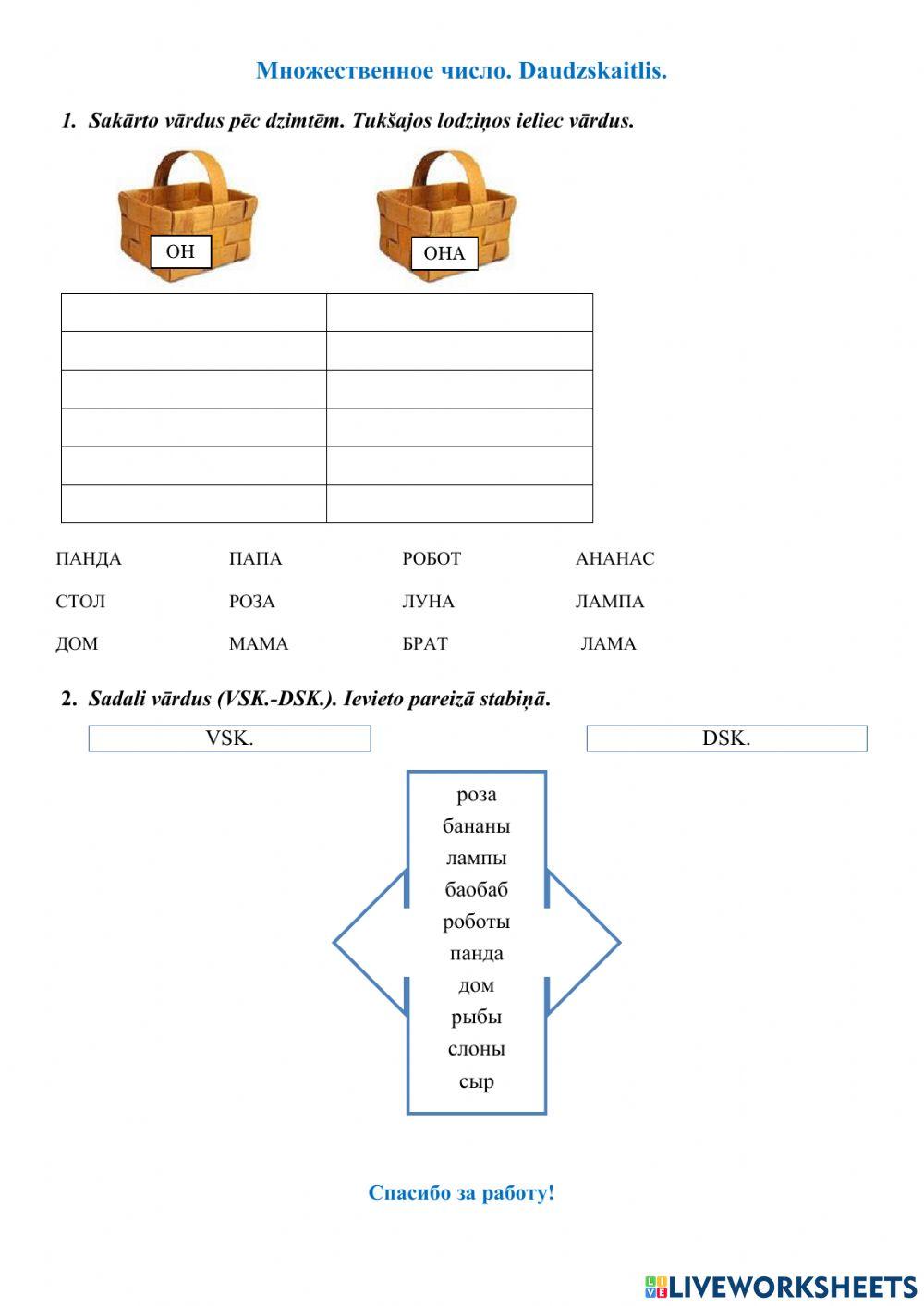 Множественное число имён существительных