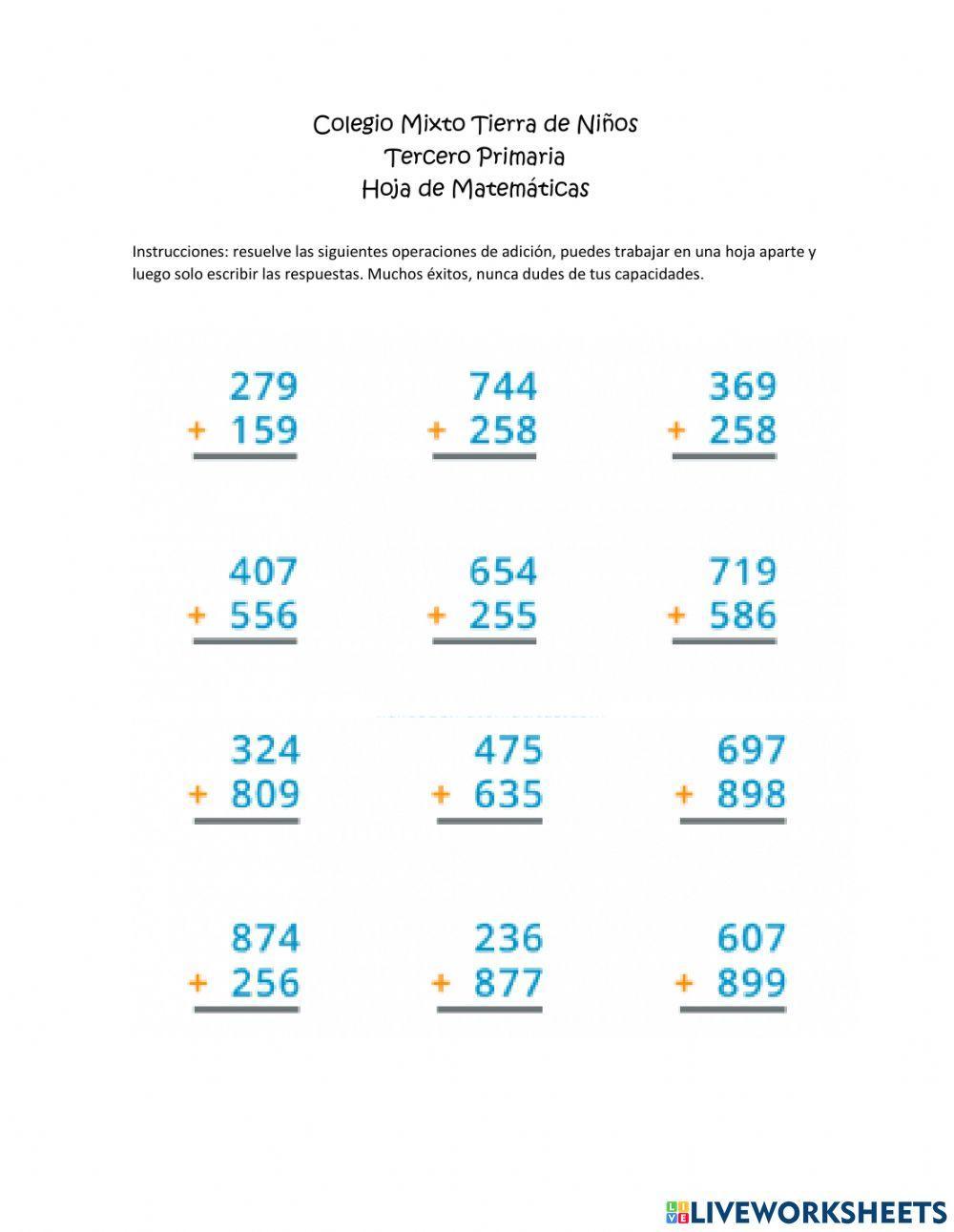 Adición con agrupación