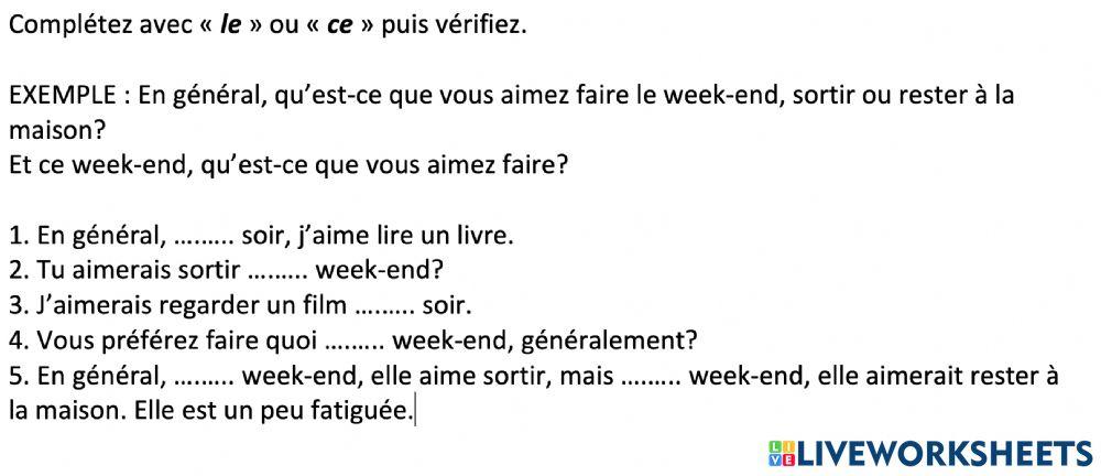 L'article -le- ou -ce-