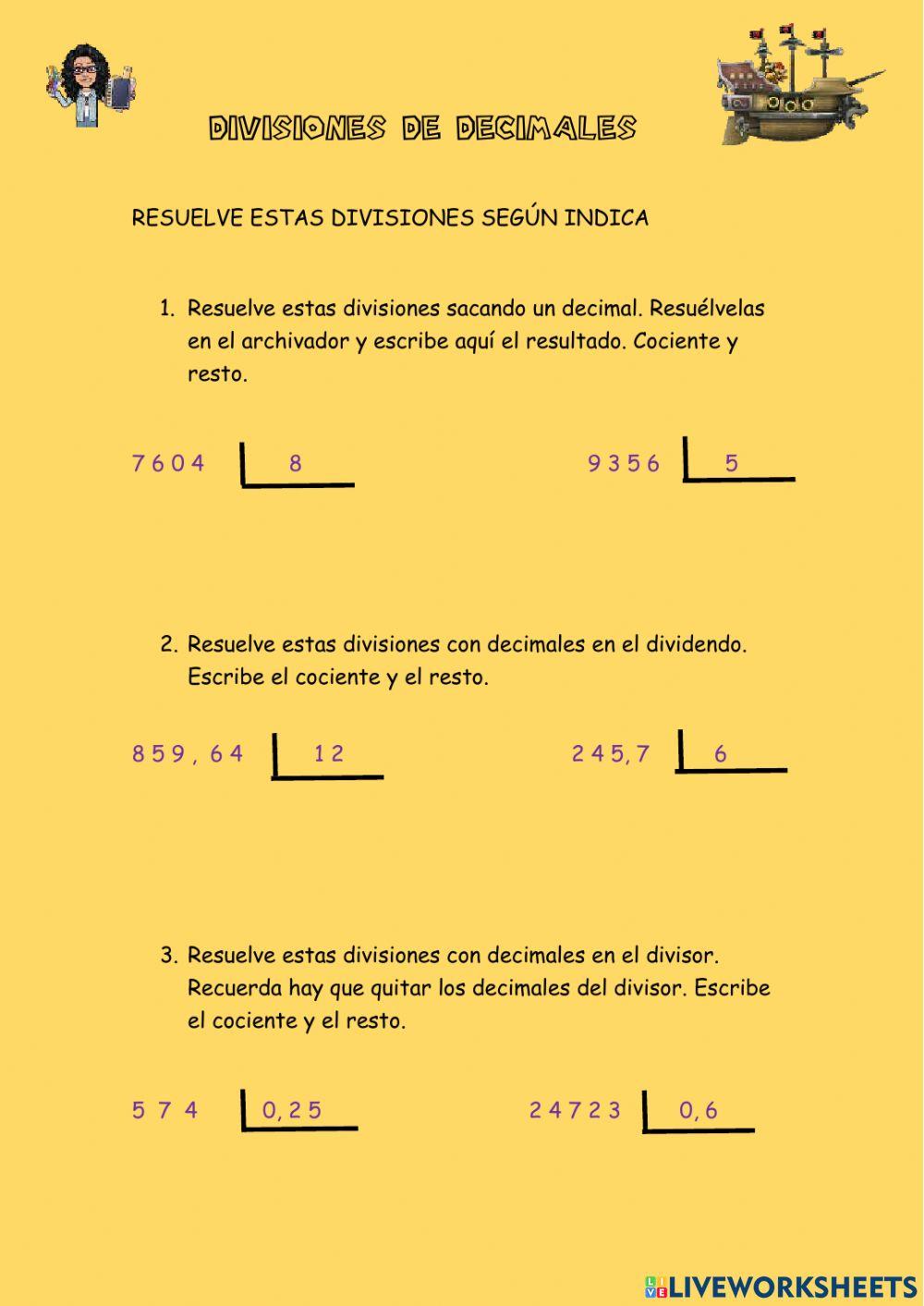 Divisiones de decimales