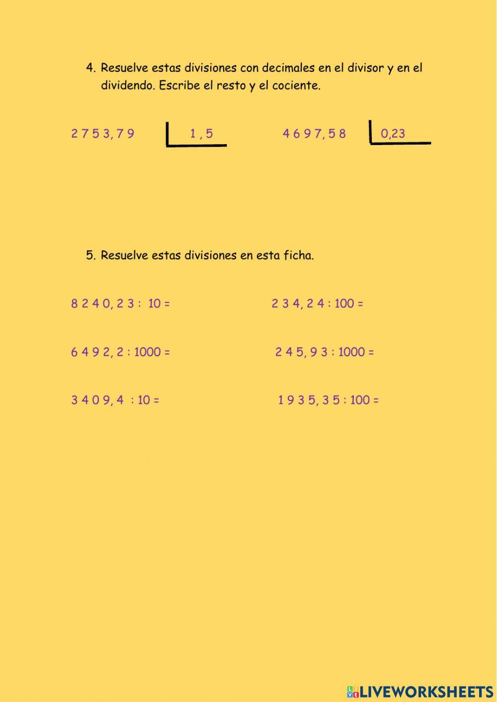 Divisiones de decimales