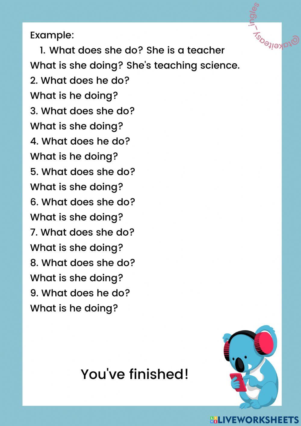 Present Continuous + professions