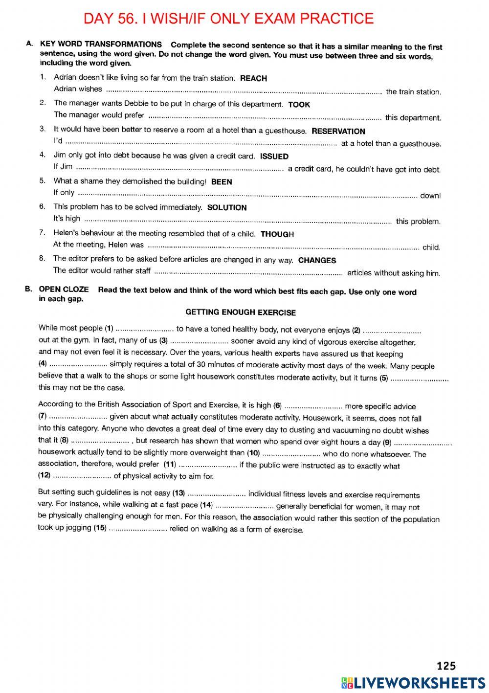 Day 56. Exam practice