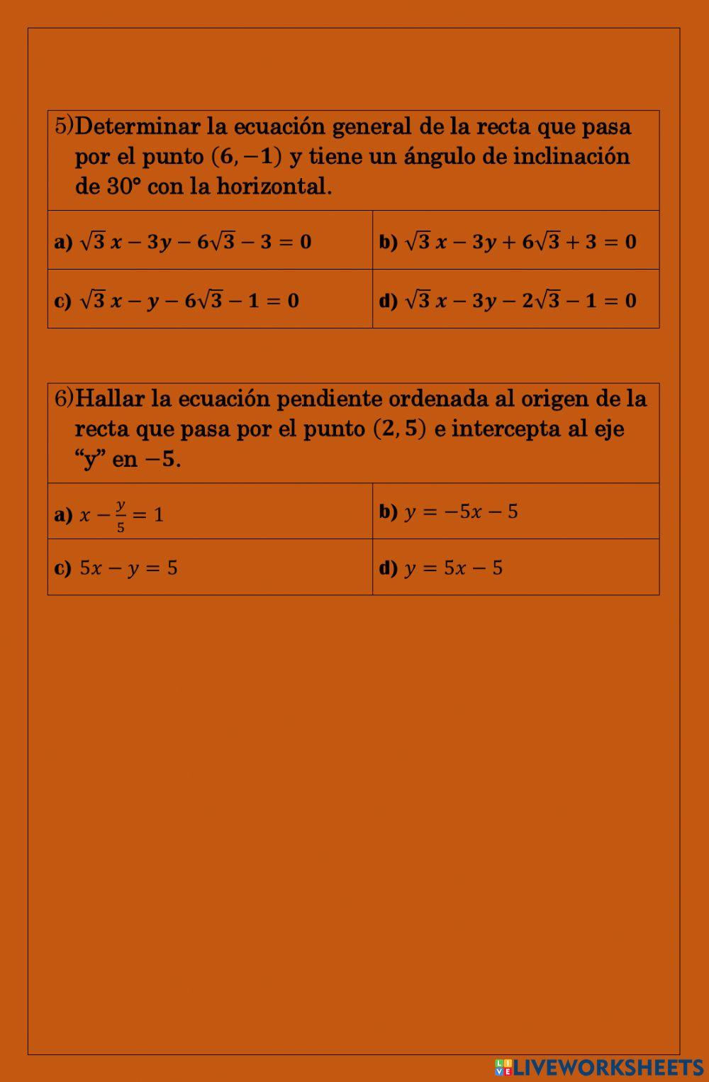Pendiente de la línea recta y formas de expresar su ecuación
