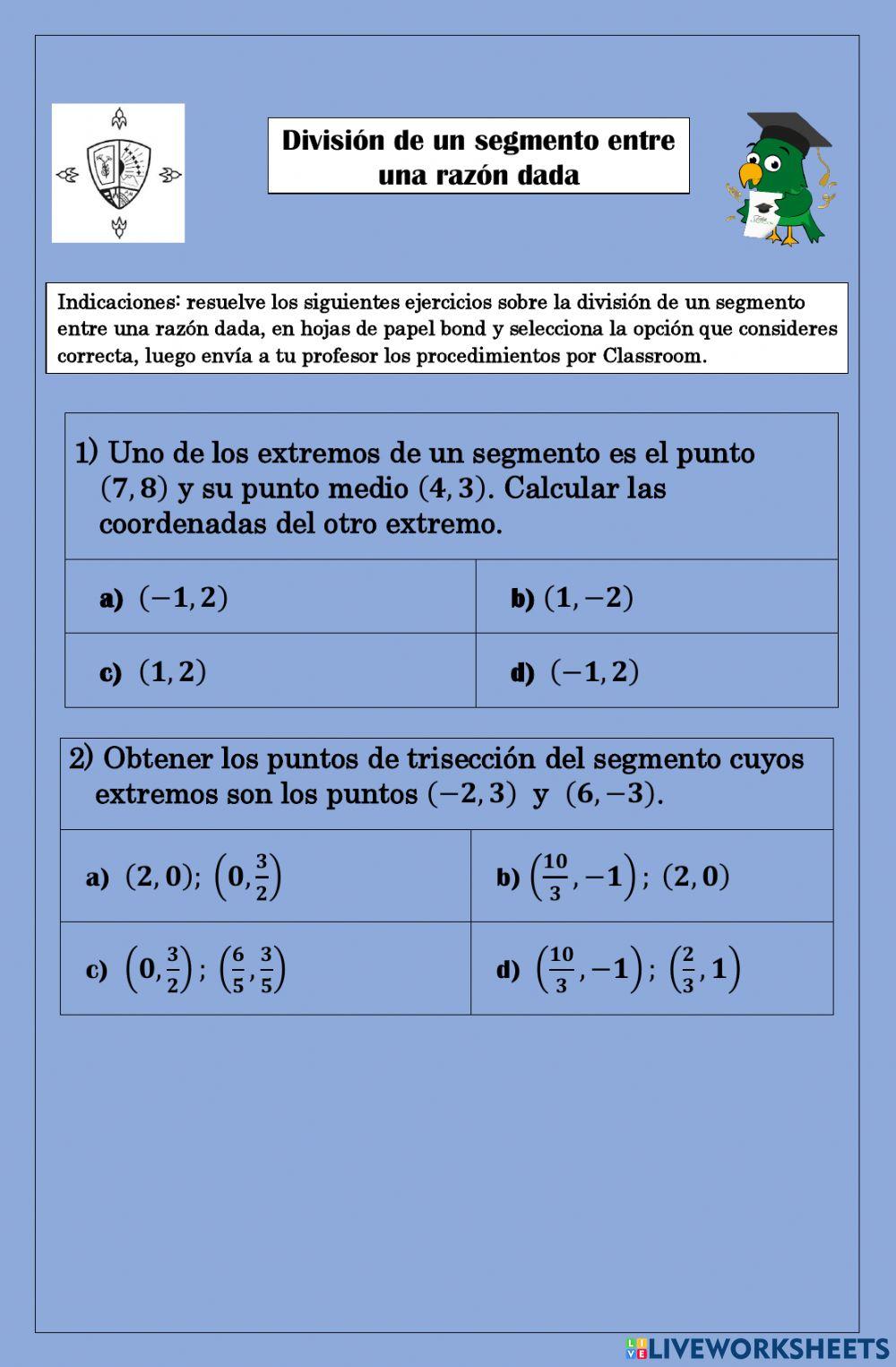 División de un segmento entre una razón dada