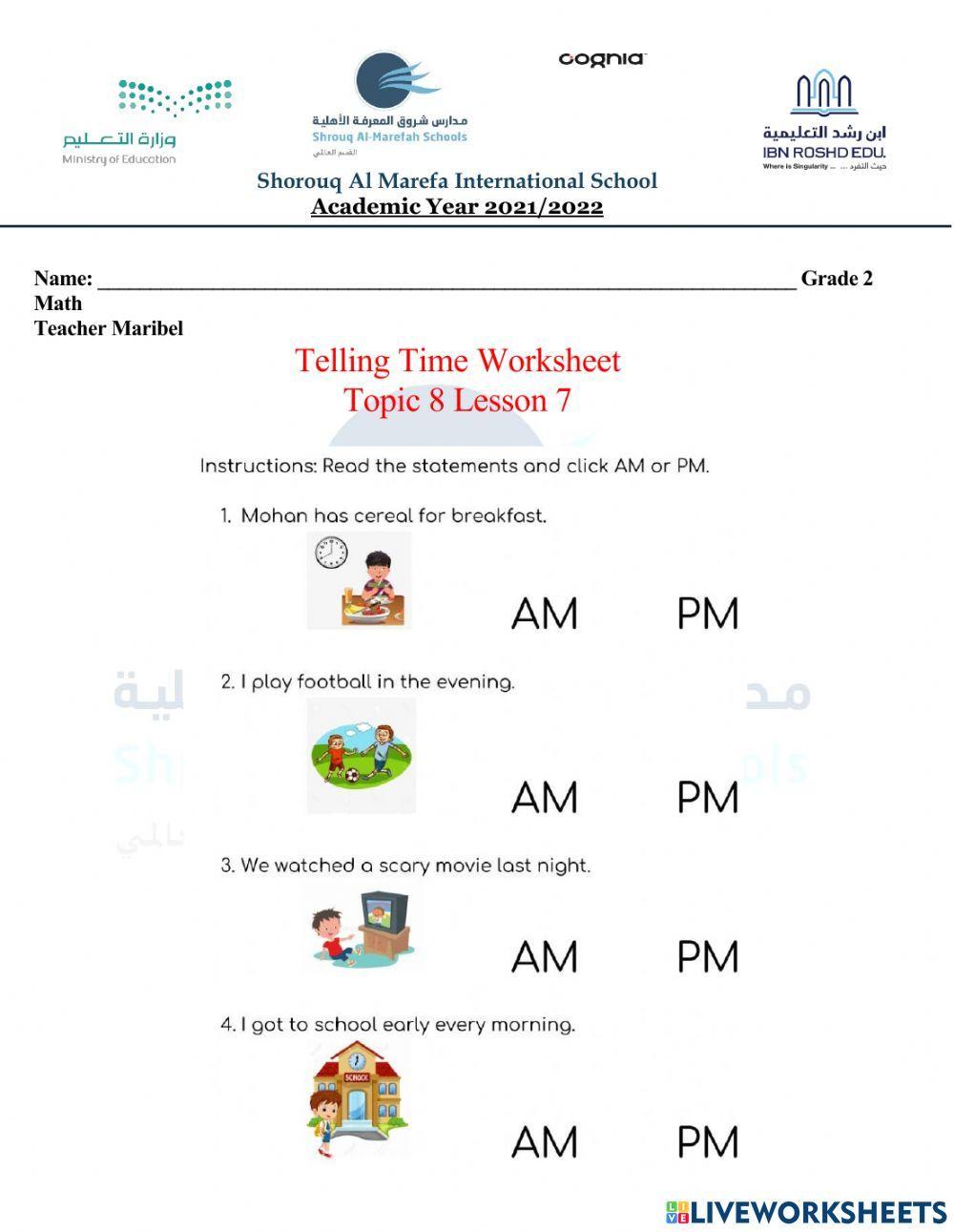 Time Telling - Am or Pm