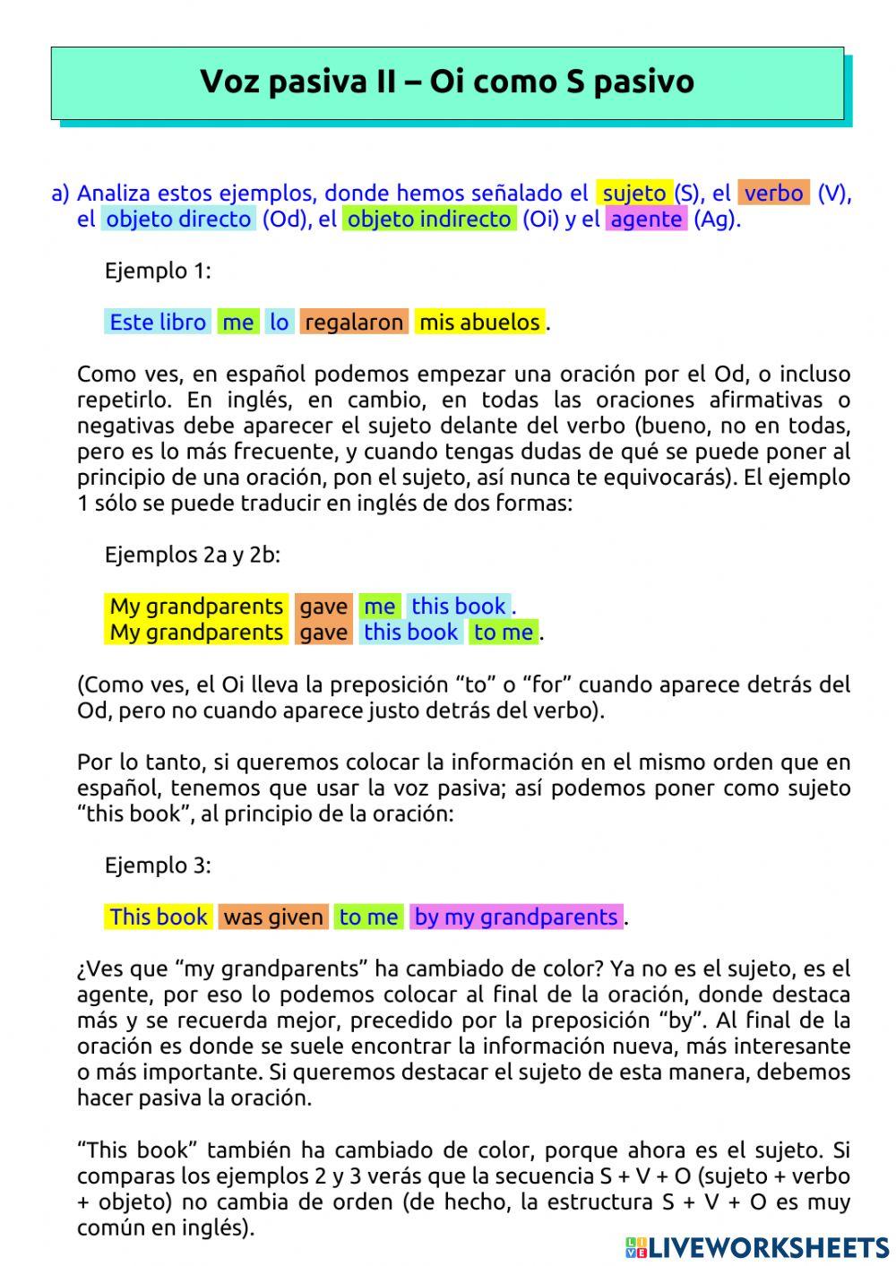 Passive voice II - Oi as passive S