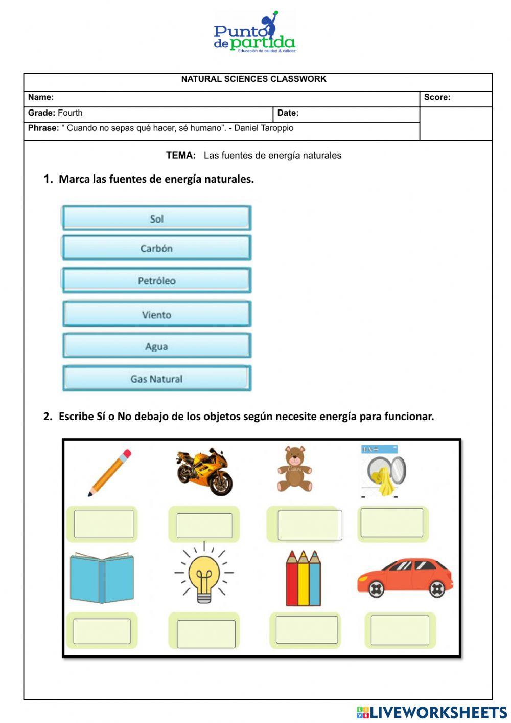 Las fuentes de energía naturales
