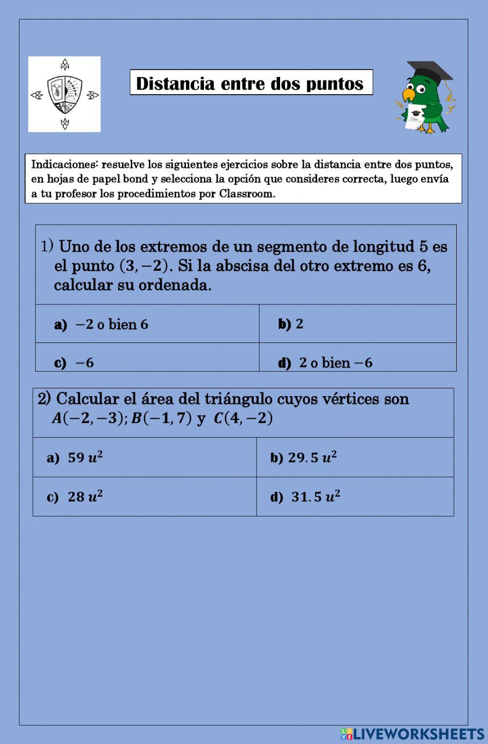 Distancia entre dos puntos