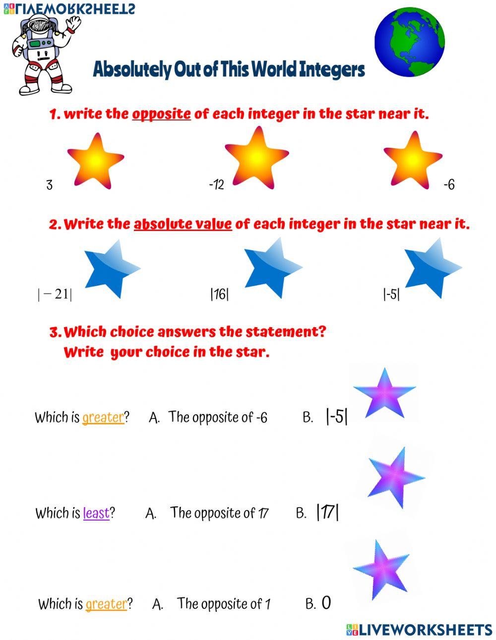 Absolute Value and Opposites 6806790 | ThereseMaths