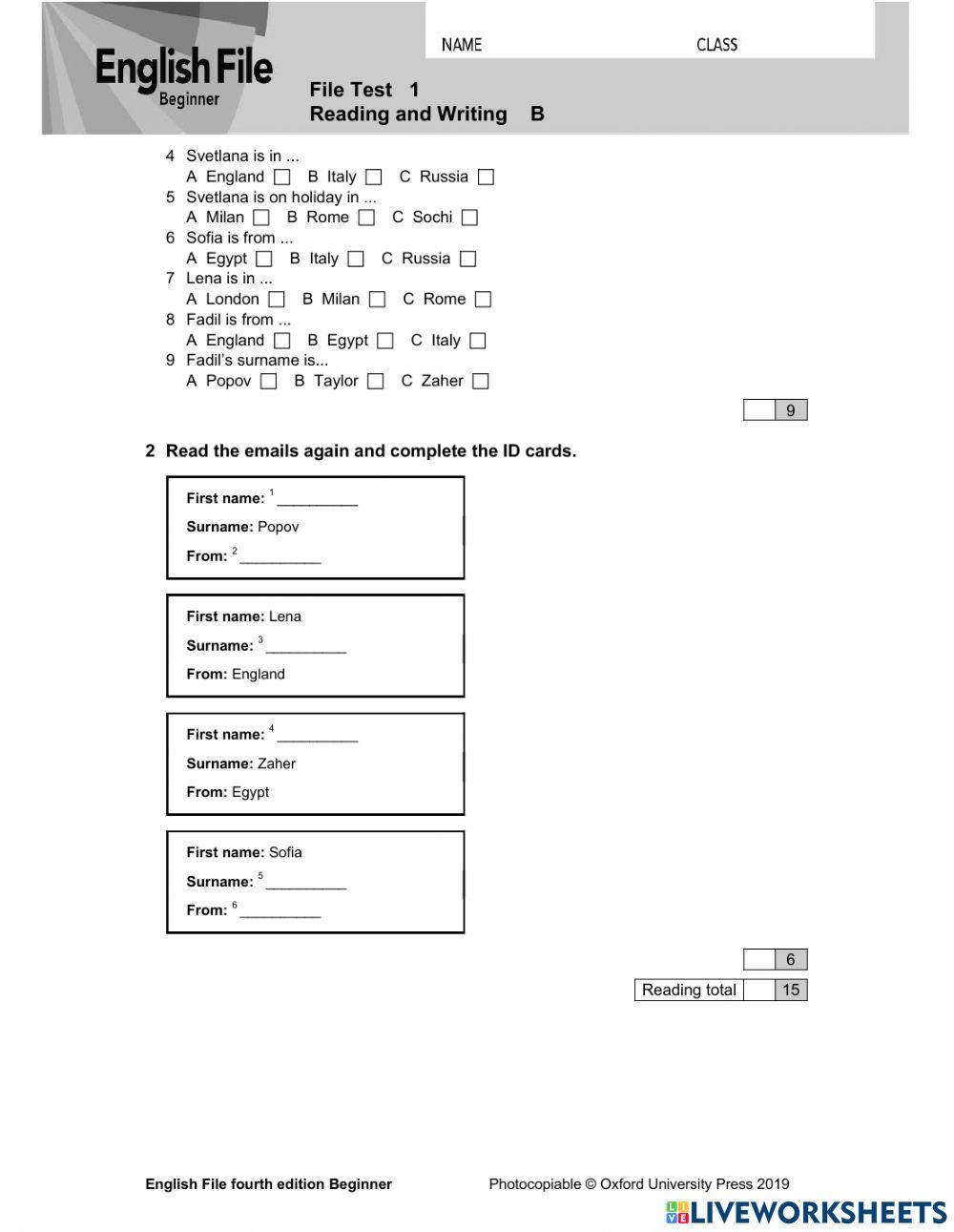 FILE TEST 1. Beginner EF