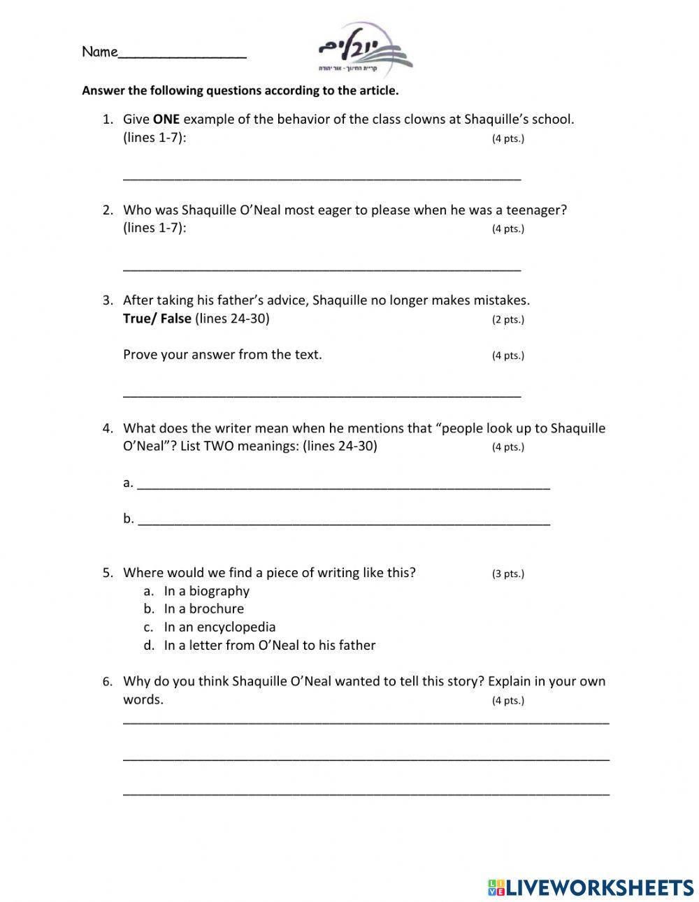 Exam: Imagine Unit 2 (Part 1)