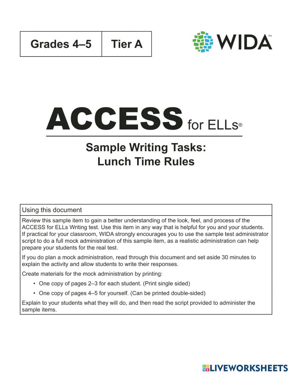 writing-gr-4-5-tier-a-lunch-time-rules-5271988
