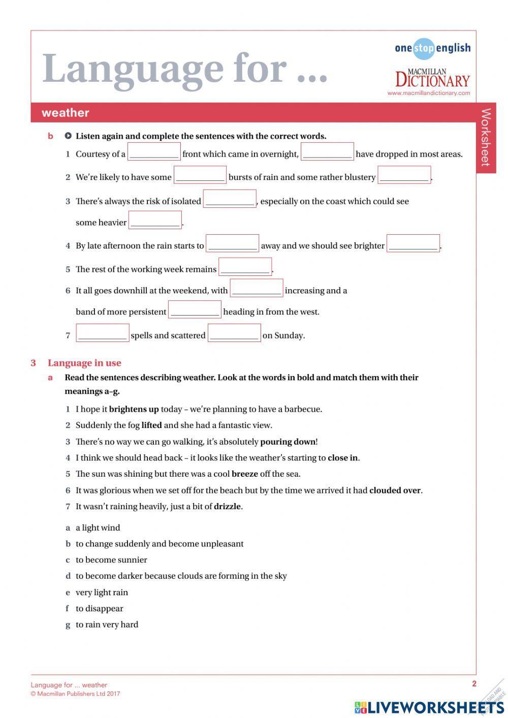 Language for weather