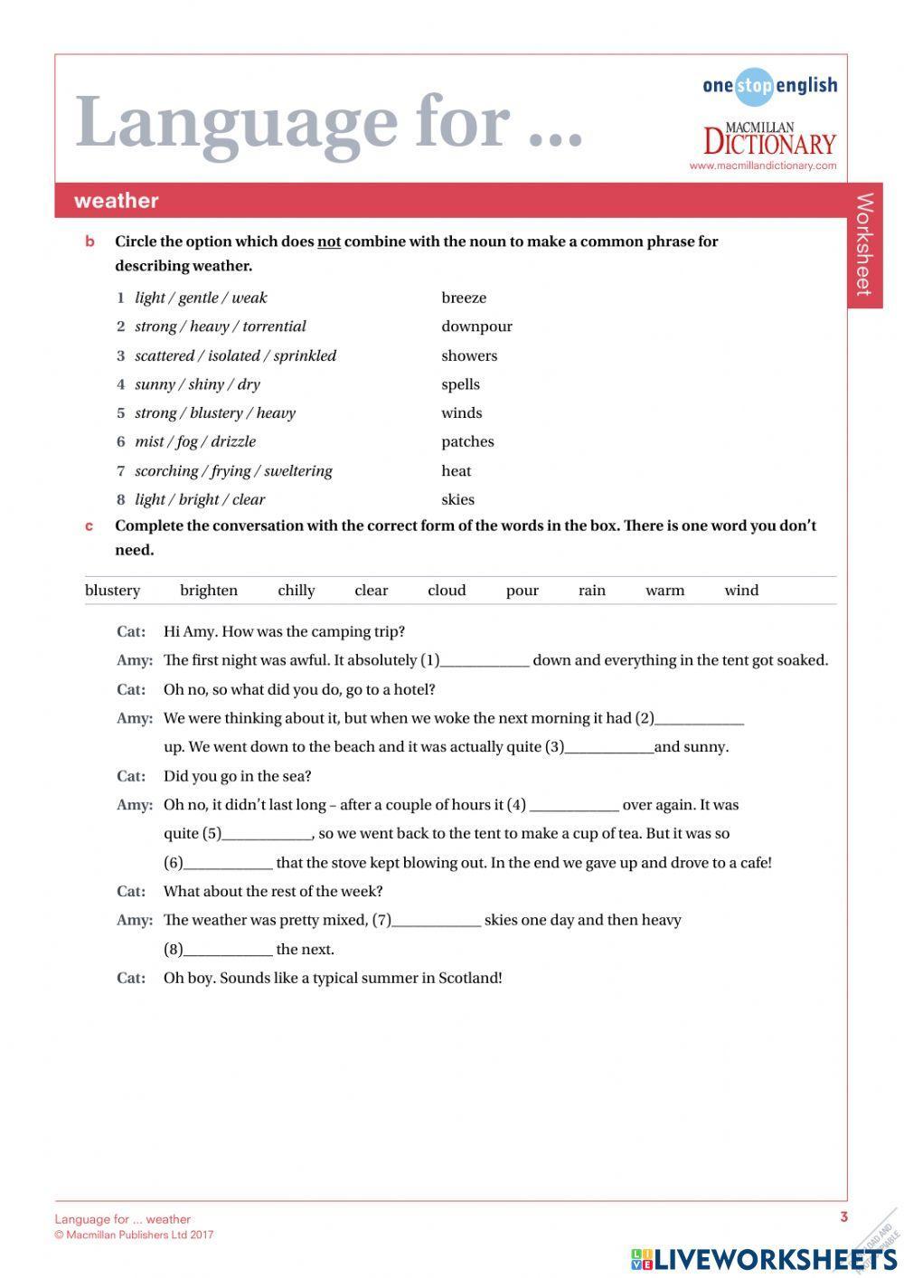 Language for weather