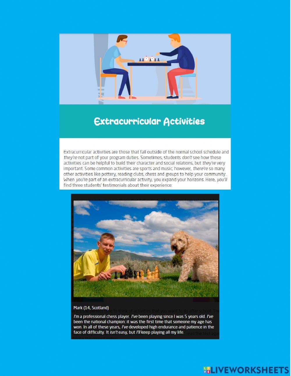 Extracurricular activities 6th grade key contractions