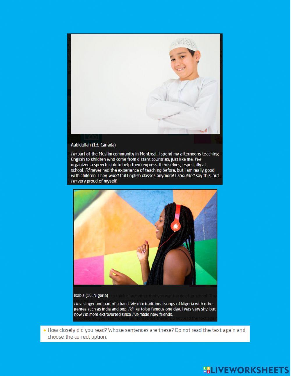 Extracurricular activities 6th grade key contractions