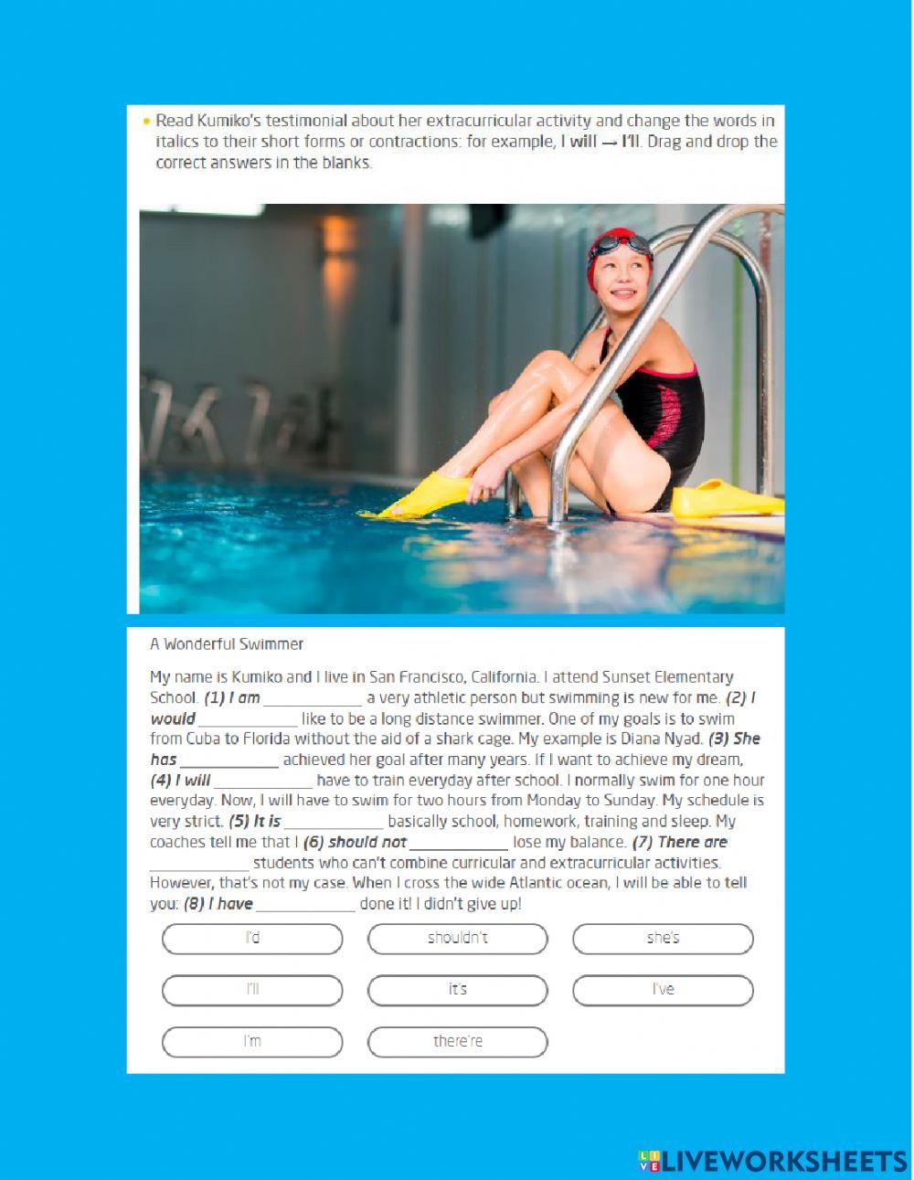 Extracurricular activities 6th grade key contractions