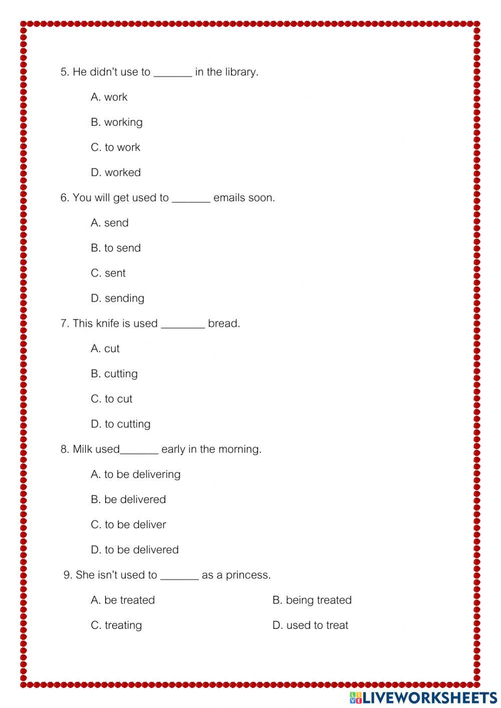 ข้อสอบ  Used to - Be used to - Get used to