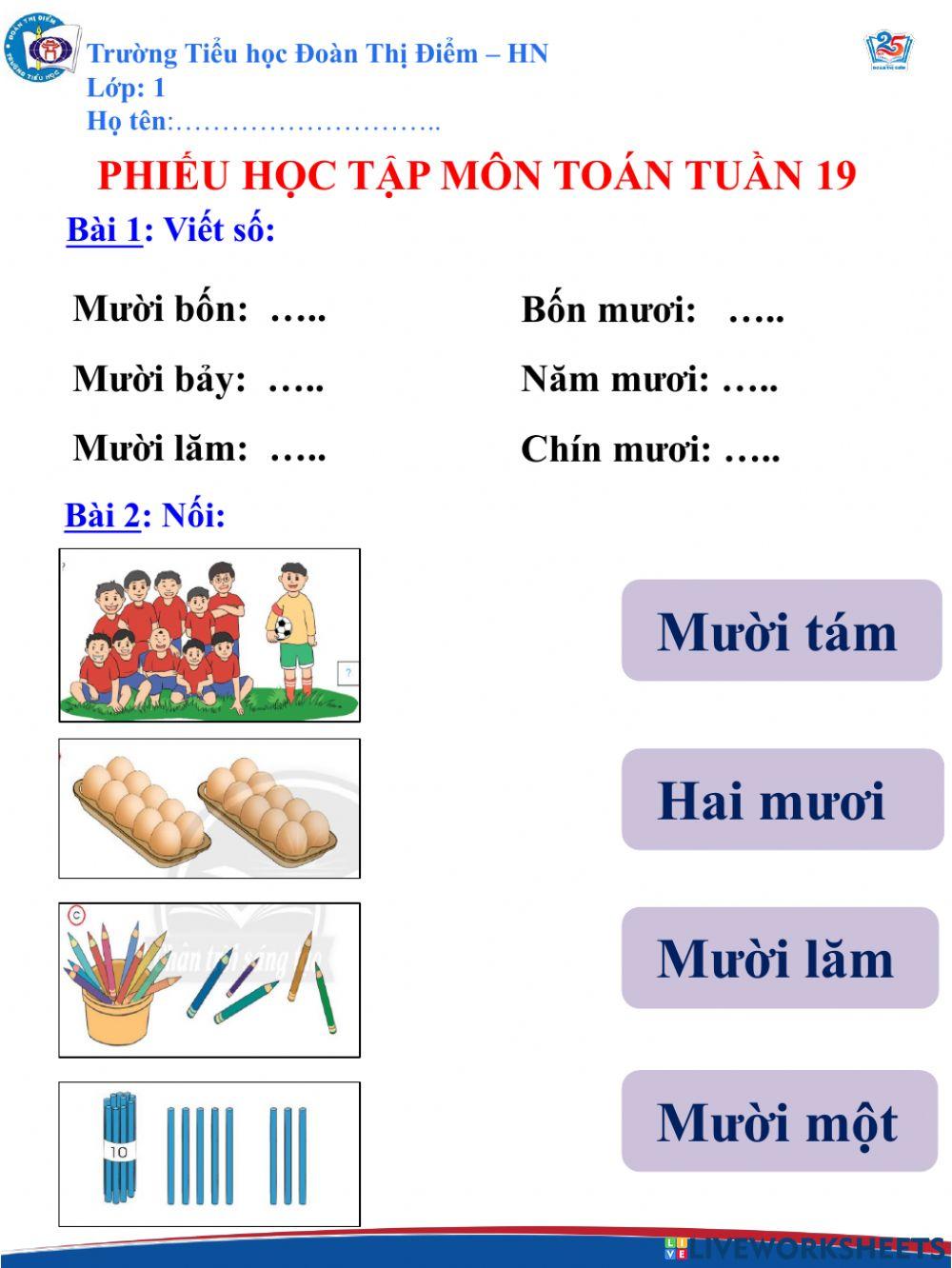 Phiếu Toán nâng cao tuần 19