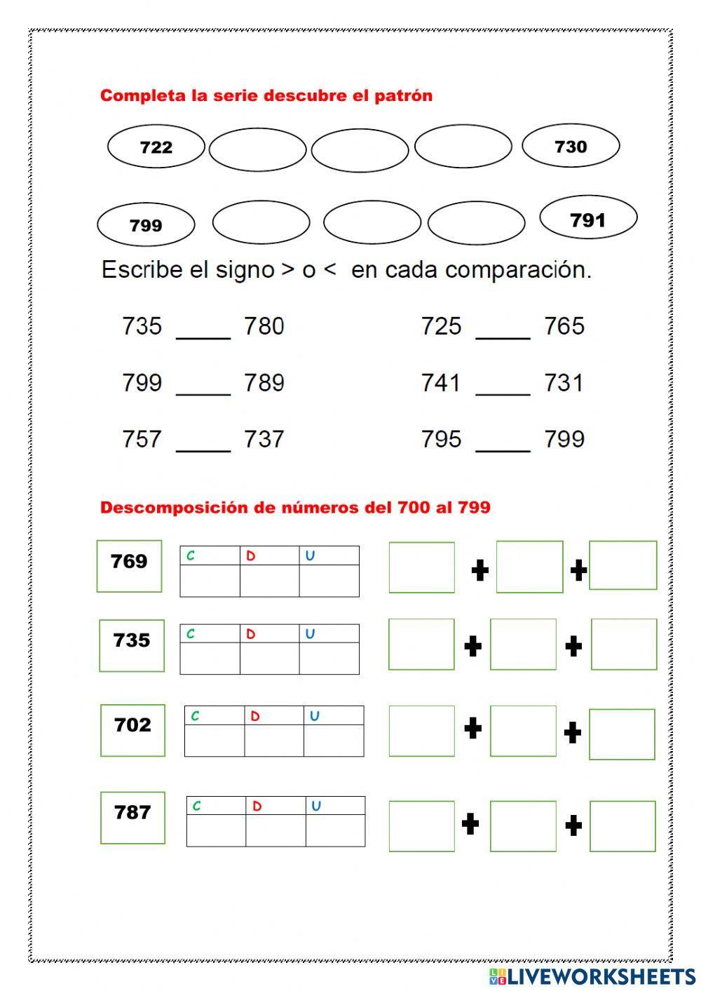 Evaluación del 700 al 799