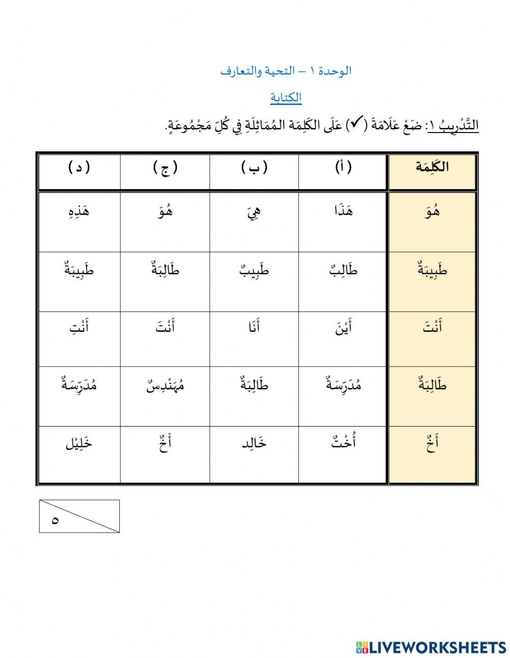 التحية والتعارف - الكتابة