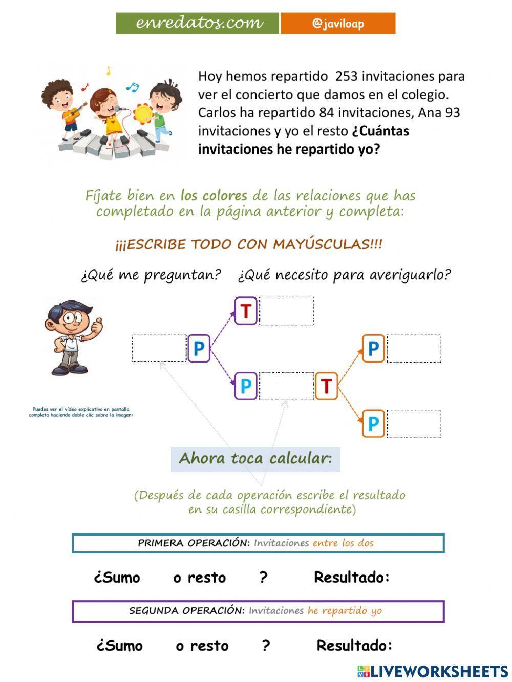 Problema de dos operaciones - INVITACIONES CONCIERTO javiloap