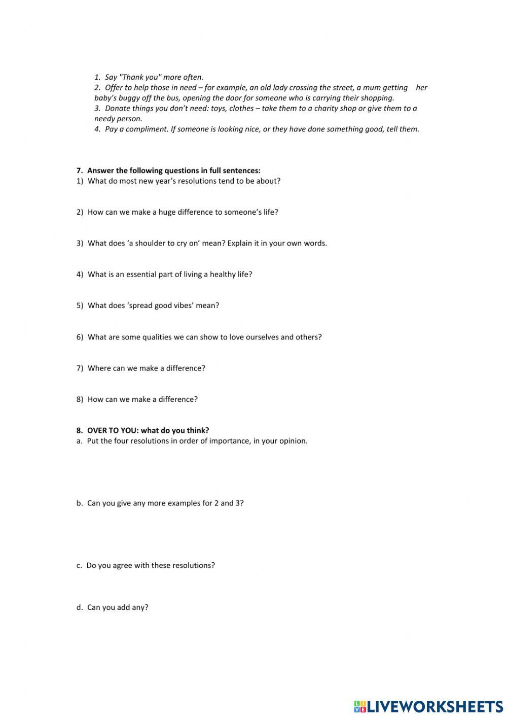 New Years Resolutions